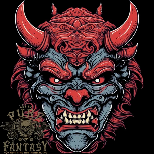 Japanese Oni Mask Samurai Ronin Bushido Mens Cotton T-Shirt Tee Top