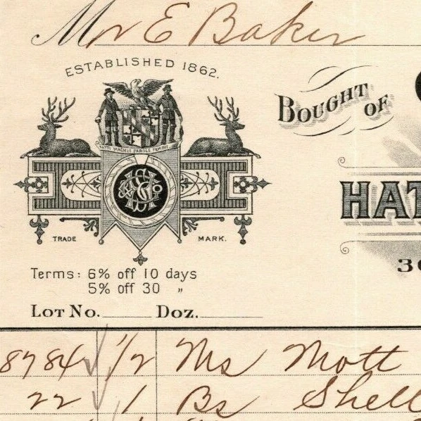 1897 Letterhead Billhead G.S. Howser & Co. Straw Goods Baltimore Ephraim Baker*