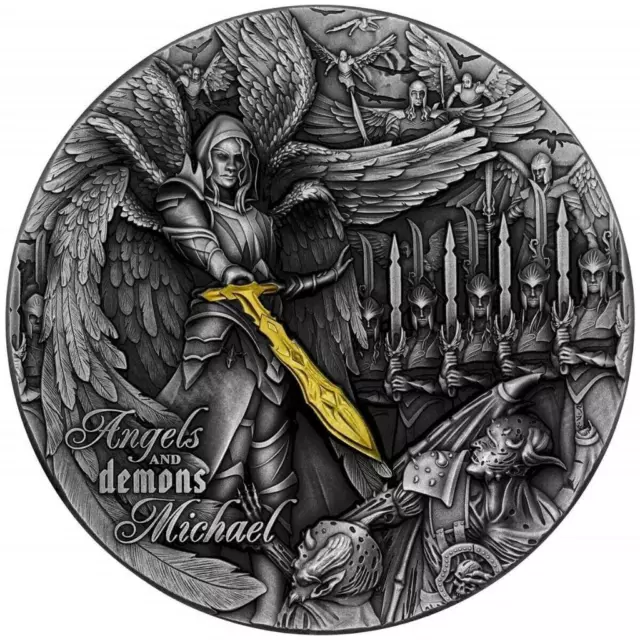 Niue 2022 5$ Angels and Demons - MICHAEL  2 Oz Antique Finish silber Münze