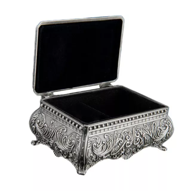 Metallic Floral Engraved Jewelry Box Decorative Jewellery Chest Storage for Case