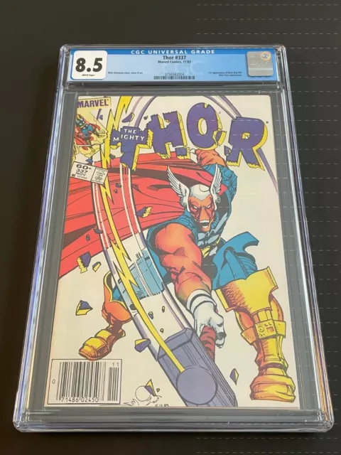 THE MIGHTY THOR #337 (Marvel 1983) Newsstand, CGC 8.5 WP, 1st app Beta Ray Bill!