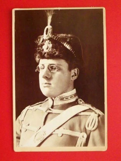 großes CDV Foto Porträt Offizier 18er Husaren Regiment Großenhain 1900 ( F 17984