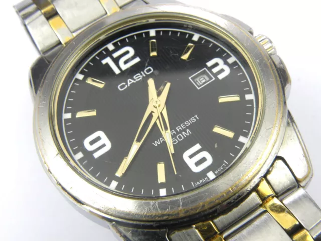 Casio MTP-E180L-2A 42mm 50m WR quartz leather band analog men's watch