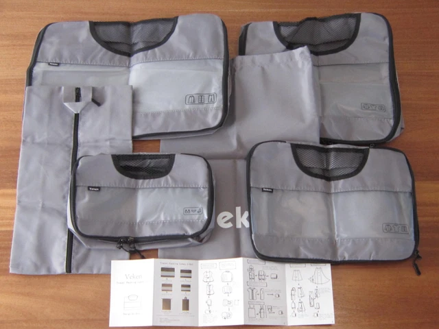 NEW Veken 6 Set Packing Cubes, gray travel luggage organizers laundry&shoe bags
