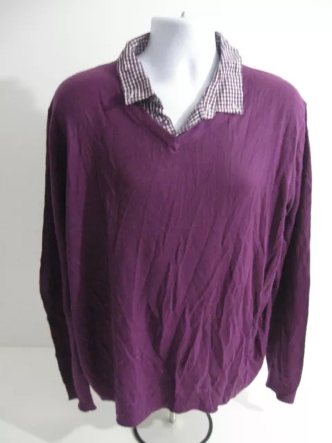 James Pringle Mens 2Xl Purple Mock Jumper Shirt Longsleeve