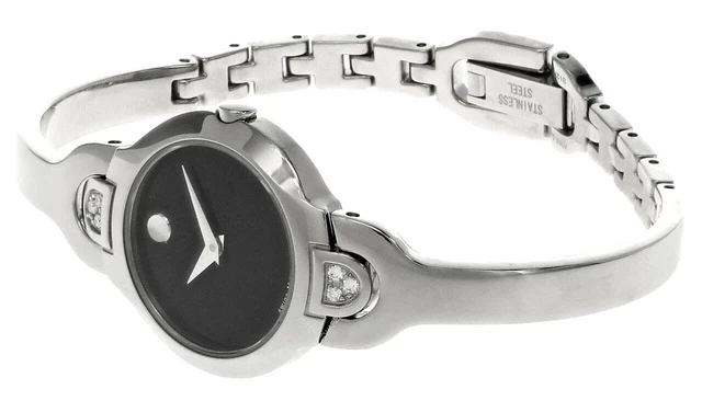Orologio Da Donna Movado Museo Acciaio Inox Quadrante Nero Bracciale 0605489 2