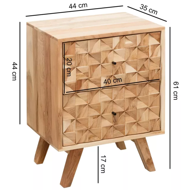 FineBuy Nachtkonsole RAWI Nachttisch Boxspringbett Nachtkästchen Holz massiv 3