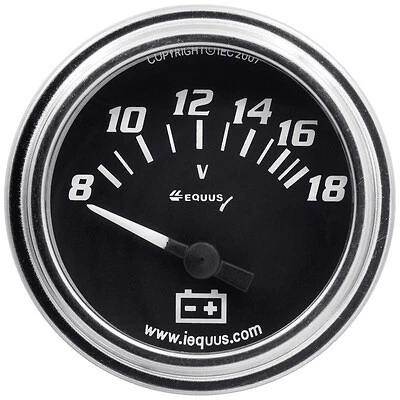 Equus 2.0 Dia Voltmeter Gauge Chrome 8-18 Volts - E7268