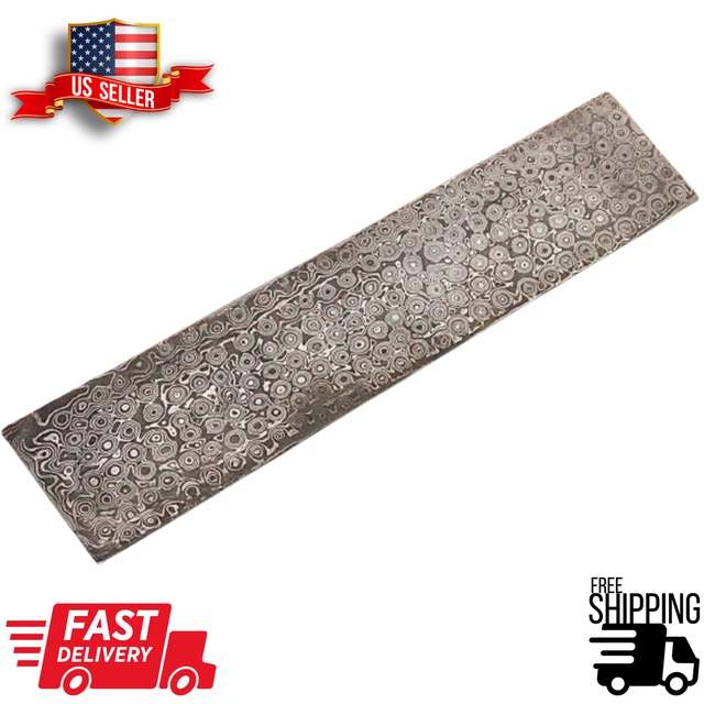 10 inch Hand Forged Damascus Steel Billet Bar Knife Making "Rain Drop Pattern"