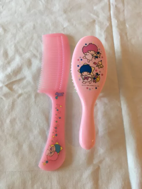 Vintage Little Twin Stars Brush and Comb set, 1980s, pink, Sanrio Vintage Little Twin Stars Brush and Comb set, 1980s, pink, Sanrio