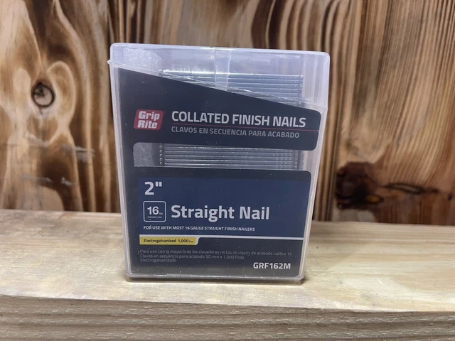 Grip Rite 2" 16 GA Collated Finish Straight Electrogal. Nails GRF162M 1000 Pc
