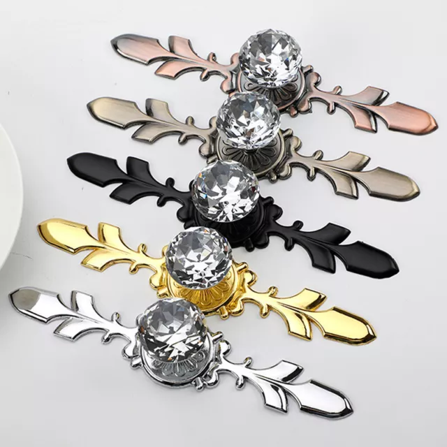 2/6X Crystal Glass Door Knob Diamond Wardrobe Drawer Kitchen Cabinet Handle Lot
