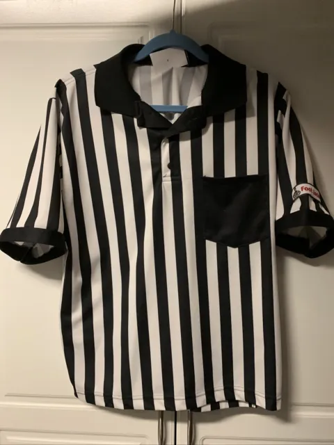 Foot Locker Employee Uniform Shirt Referee Polo Medium L Black White  Stripes