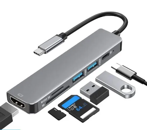 USB-C 6-in-1 4K HDMI Adapter 30Hz USB3.0 USB-C Dockingstation PD Lade