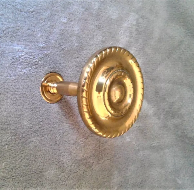 Solid Brass Large GEORGIAN ROPE Stem Medallion Curtain Holdbacks NEW Old Stock