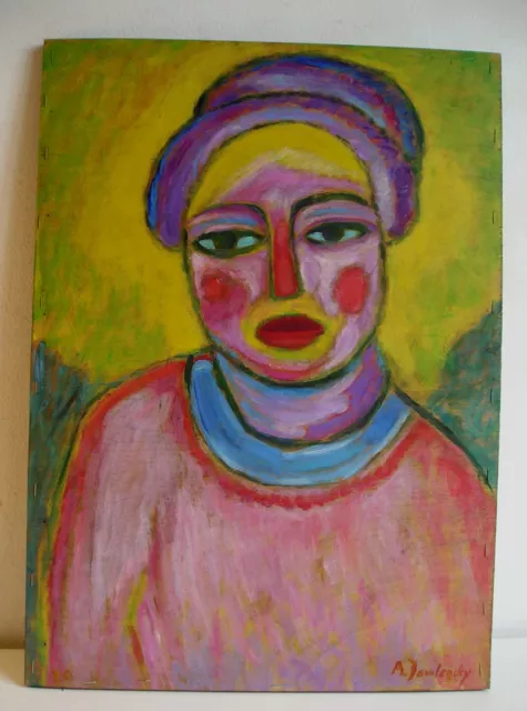 Vecchio Quadro olio legno Cavagliere Azzurro Avangurdia russa Russian avantgarde