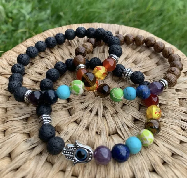 7 chakra lava stone bracelet, 7chakra bracelet, volcanic stone bracelet, gemston