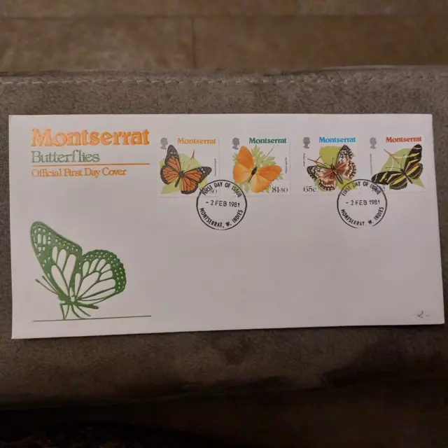 Montserrat 1981 set Butterfly stamps (Michel 441/44) used on FDC