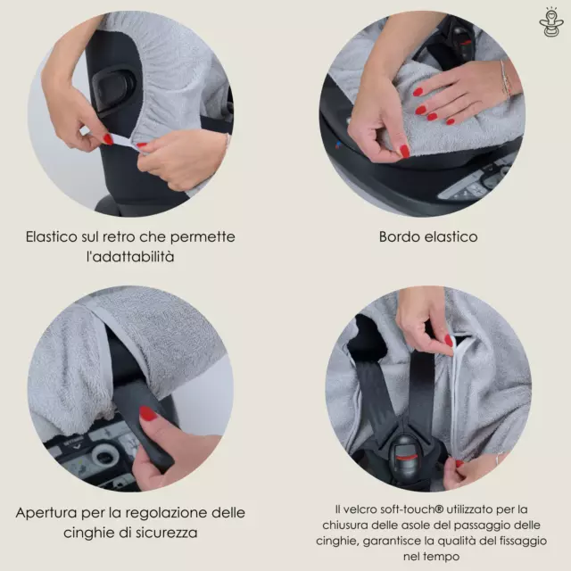 Babysanity® Copri Seggiolino Auto Universale 0/18 kg Spugna di Cotone 100% 2