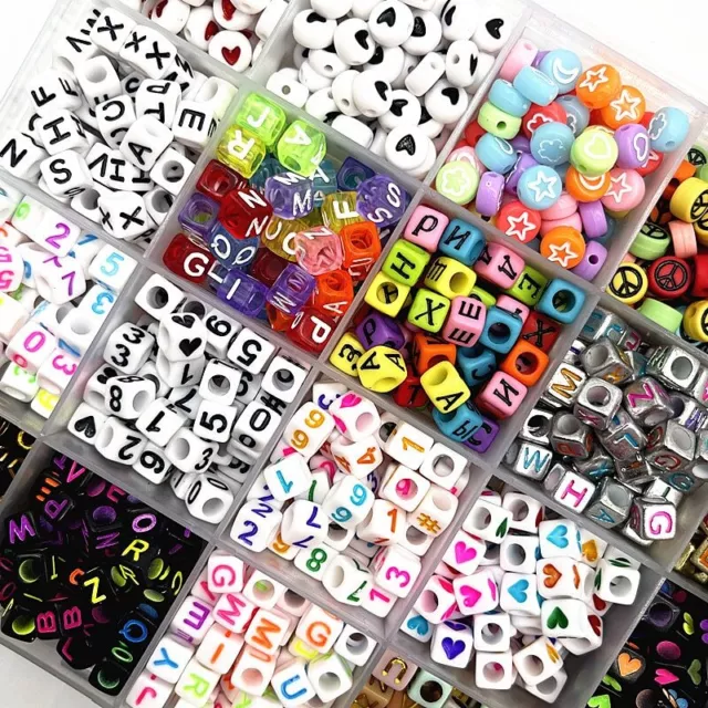 100pcs Alphabet Letter Mixed Beads Charms for Making DIY Bracelets 7x4mm 6x6mm