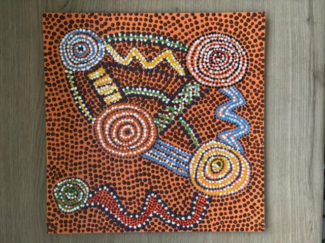 Authentic Aboriginal Dot Art. Original Indigenous Painting. On Canvas.