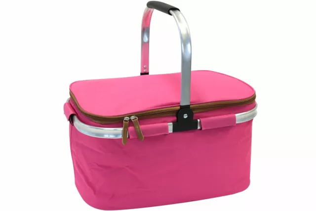 Faltbarer Einkaufskorb Pink isoliert 46 cm Shopper Korb Einkauf Shopping Alu