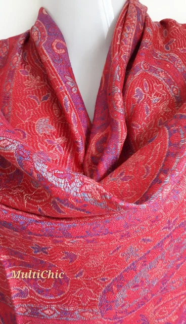 Écharpe / Châle Femme En Soie Et Polyester - Motif Cœurs Colorés - Couleur Taupe - Neuf Avec étiquettes