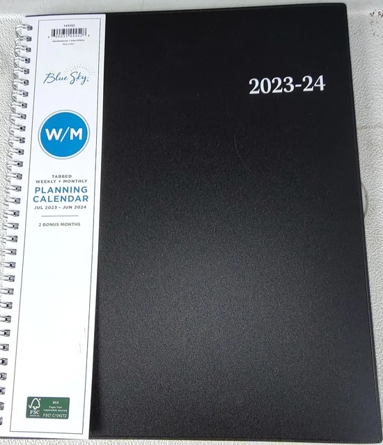 BLUE SKY JULY 2023 June 2024 Tabbed Planning Calendar Weekly