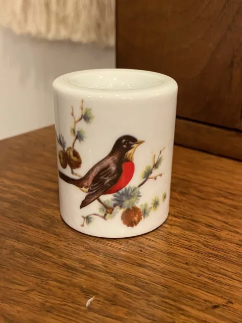 Vintage Meadowlark Bird Taper Candle Holder Porcelain Funny Design West Germany