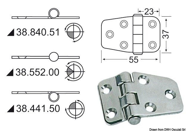 Charnière Noeud Rohr 55x37 MM Marque Osculati 38.441.50