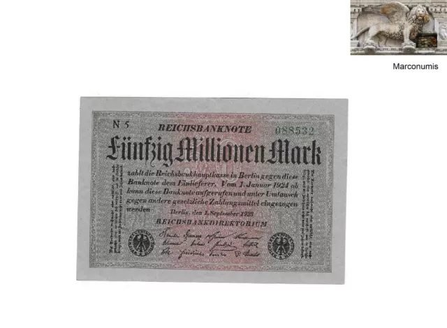 5o Millions Marks German banknote issued in 01.09.1923 N5  088532 aunc