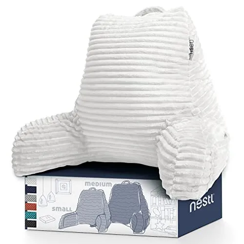 Cut Plush Striped Reading Pillow for Kids & Teens Back Pillow, Medium White