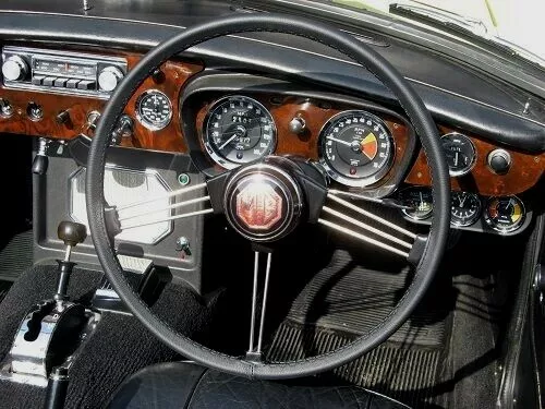 Für MG Mgb Gt 1965-1980 Schwarz Italienische Leder Lenkrad Abdeckung Hochwertig