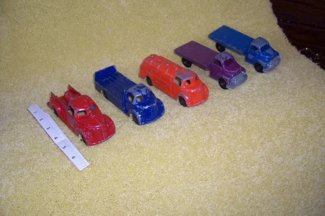 5 Diecast 6 Inch Trucks From 1950'S London Toys ? Structo Toys ?