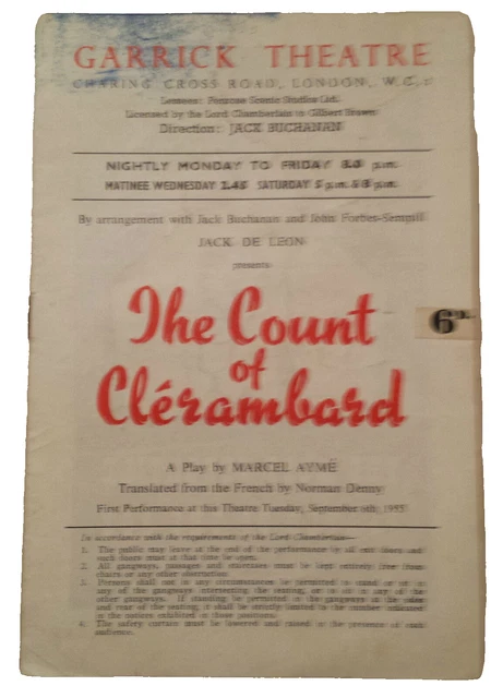 The Count Of Clerambard - Alec McCowan Valerie Taylor 1930's Garrick Theatre