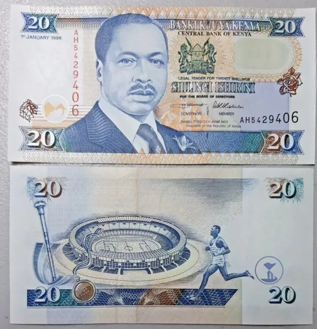 Kenya 20 shillings banknote uncirculated from bank bundle 1996 P-35a2