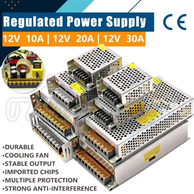 AC 110-240V TO 12V 10A/20A/30A 120/240/360W Transformer Regulated Power Supply