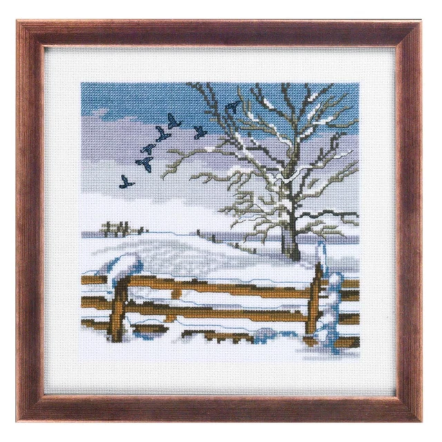 Kit Point De Croix Permin - Modèle 'Oiseaux' 25x25cm Sur Aida 14ct - Réf. 92-8305