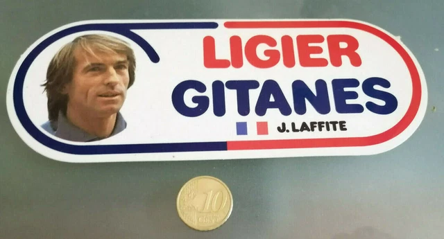 Vieux Sticker F1 Ligier Gitanes - Jacques Laffite - 16x6 Cm - Neuf