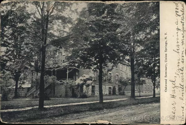 1905 Union Springs,NY Oakwood Seminary Cayuga County New York Postcard 1c stamp