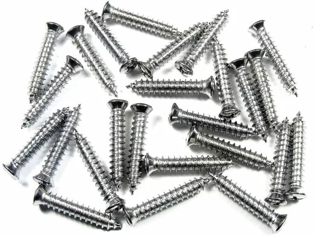 #10 x 1" Phillips Oval Head Trim Chrome Screws #6 Head (Qty-25) #2035