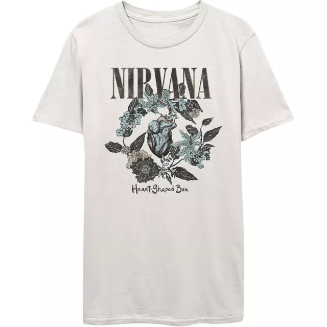 Nirvana - Unisex T-Shirt - a Forma di Cuore Scatola - Cotone Bianco