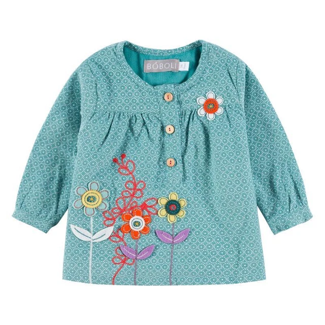 Boboli Ragazza Bambino Camicetta Con Blumen-Applikationen Tgl 56 62 68 74 80