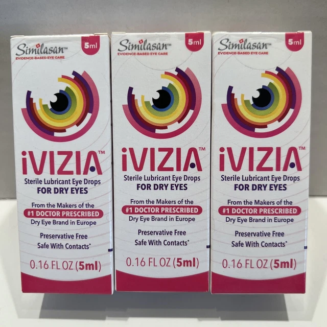 IVIZIA STERILE LUBRICANT Eye Drops for Dry Eyes 5ml 3pack Exp 04/2024