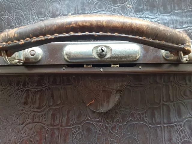 Vintage Leder Arzttasche Hebammen-Doktortasche-Koffer 1910 Patina