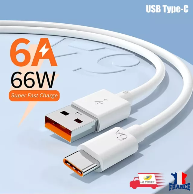 CÂBLE USB TYPE-C POUR XIAOMI HUAWE SAMSUNG 1m SYNCHRO CHARGEUR Rapide 66W