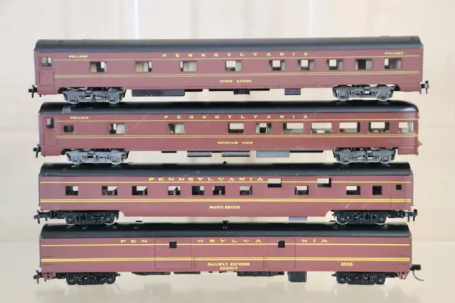 RIVAROSSI CON COR N GAUGE RAKE of 4 PENNSYLVANIA PRR PULLMAN COACH 1nz