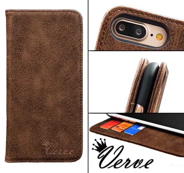 Premium Verve Genuine Leather Flip case for iPhone 7 Card holder wallet Cover