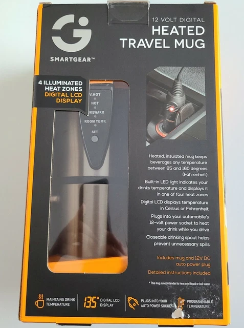 NIB SmartGear 12-Volt Digital Heated Travel Car Stainless Steel Mug Coffee/Tea