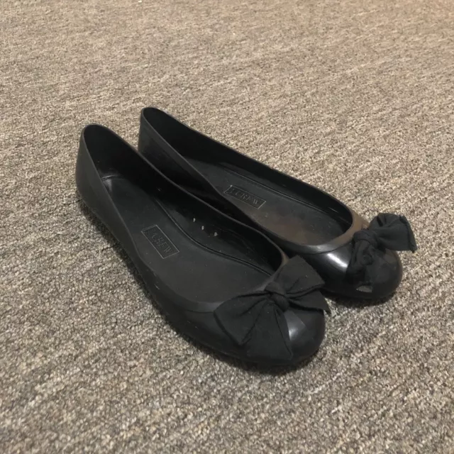 J. Crew Black Rubber Rainy Day Jelly Ballet Flats Size 6 US
